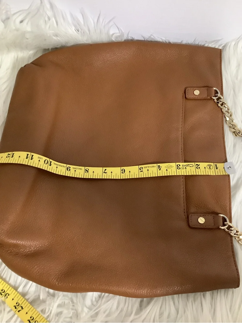 Michael Kors Brown Leather Tote with Gold MK Charm